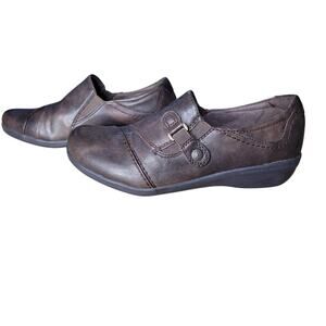 Earth Spirit Dark Brown Flats Faux Leather Cushioned Sz 8